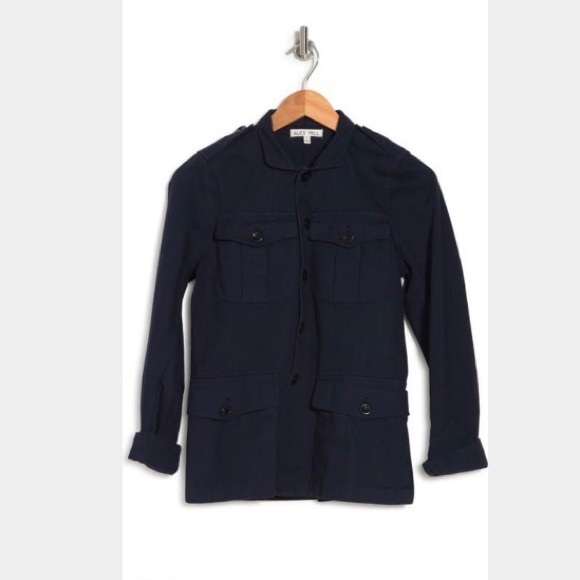 New Women’s Alex Mill Cotton Officer Military Utility Navy Jacket Size Small - Picture 4 of 4